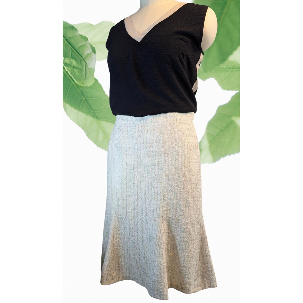 Heine Sz 14 Pastel Tweed Flared Below Knee Godet Skirt Multi Color Cotton Blend